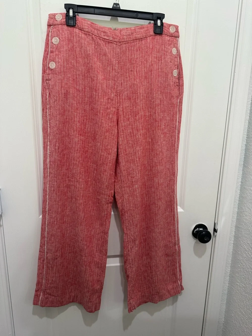 Banana Republic Sailor Pant in Red and White Wide Leg SZ 14 Linen Blend #Summer